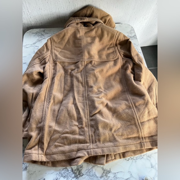 Vintage wool peat coat Jacket tan Camel warm winter weather outer layer hood - Picture 6 of 9